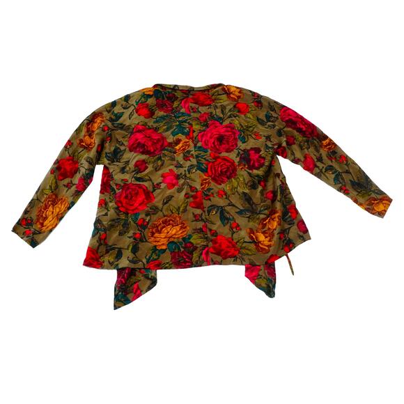 Vintage Ellen Tracy Silk Floral Open Front Blouse Hong Kong Women’s 10 - Picture 7 of 7